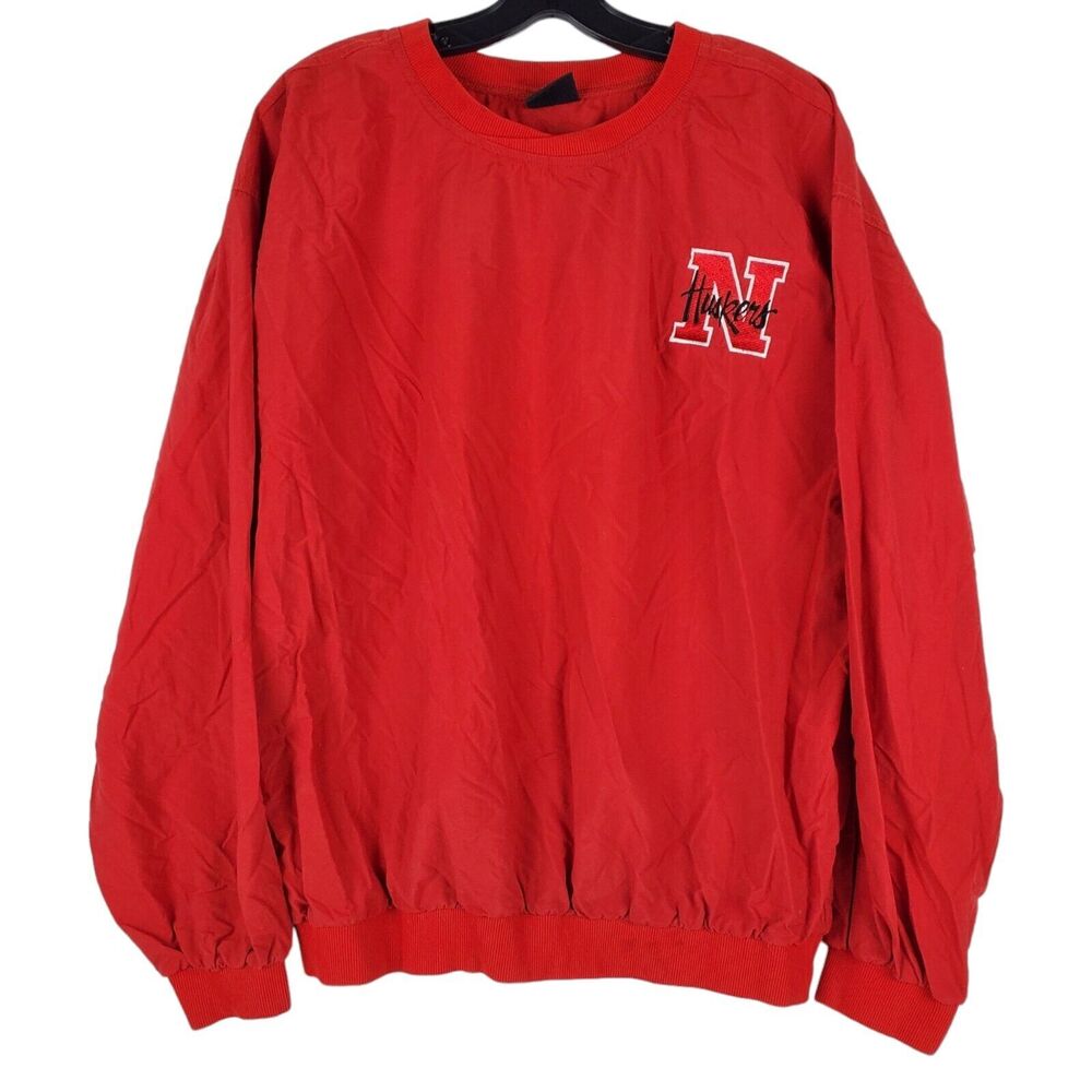 Vintage NEBRASKA CORNHUSKERS Jacket Adult Large Red Pullover Windbreaker College